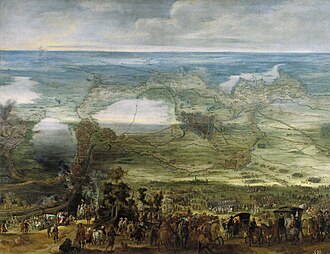 Representación pictórica del sitio de Breda firmada por Pieter Snayers.
