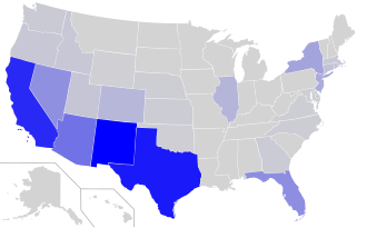 Mapa de la distribución territorial del idioma español en Estados Unidos según el censo de 2000.