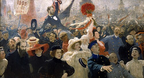 Representación pictórica del Manifiesto de 17 de octubre de 1905 por Iliá Repin