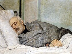 Los últimos momentos de Giuseppe Mazzini, pintura de Silvestro Lega