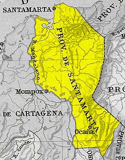 Mapa histórico de la Provincia de Santa Marta en 1810