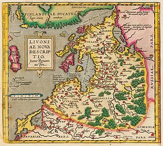 Mapa de la Vieja Livonia por Abraham Ortelius