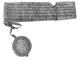 Documento medieval con orden sellada de Eduardo el Confesor