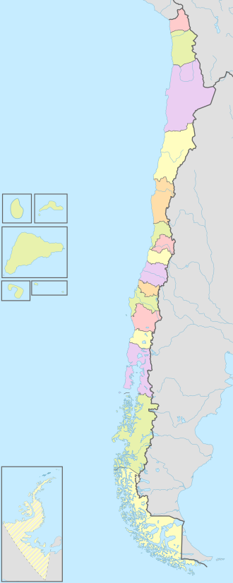Mapa general de las divisiones administrativas de Chile