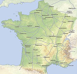 Mapa de las ciudades principales en la Galia romana
