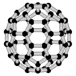 Representación esquemática de una molécula de fullereno C60