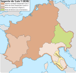 Mapa del imperio en 828