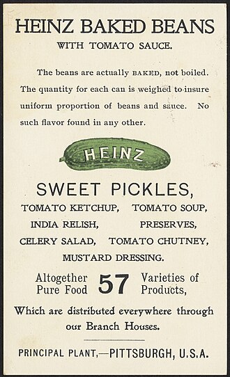 Publicidad histórica de la salsa de tomate Heinz Baked Beans de 1900