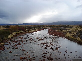 Vista al oeste del río Agrio al cruzar la Ruta Provincial 21