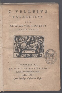 Portada histórica de 1600 de la Historia romana de Veleyo Patérculo