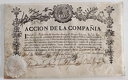 Acción de la Real Compañía Guipuzcoana de Caracas de 1729