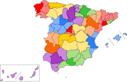 Mapa de las diócesis de España indicando las provincias eclesiásticas.