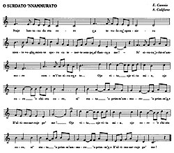 Representación gráfica e información sobre la canción napolitana