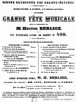 Programa de conciertos de 1845