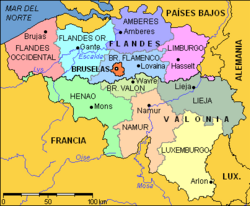 Mapa de las provincias de Bélgica