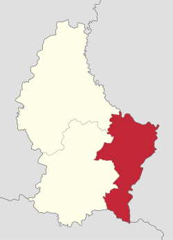Mapa de localización del distrito de Grevenmacher en Luxemburgo.