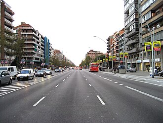 Plano general y datos de la ruta de la Avenida Meridiana en Barcelona.