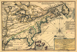 Mapa histórico de Nueva Francia por Nicolas de Fer