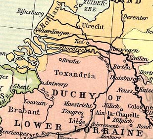 Mapa histórico de la región de Toxandria