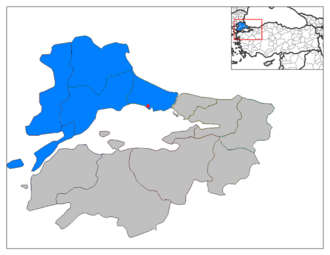 Mapa de la Tracia oriental en la región del Mármara