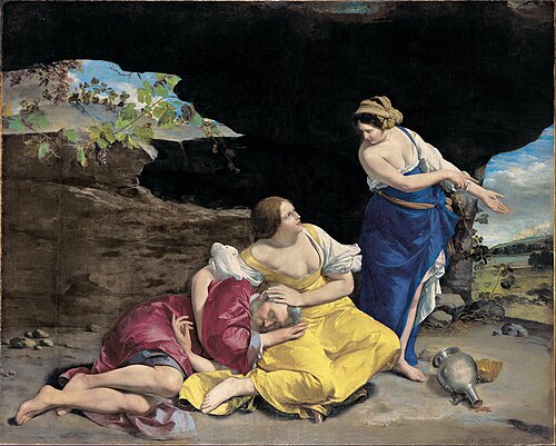 Pintura al óleo Lot y sus hijas de Orazio Gentileschi