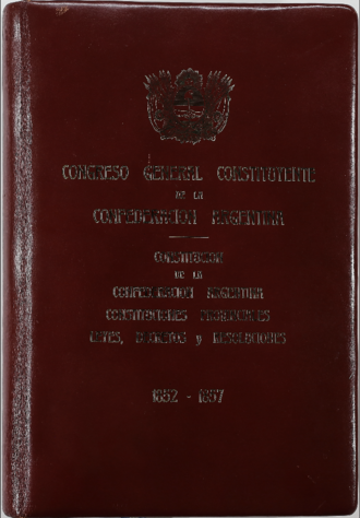 Portada de la Constitución Nacional de la Confederación Argentina de 1852-53
