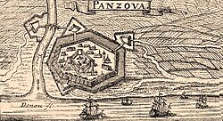 Representación histórica de Pančevo en 1718