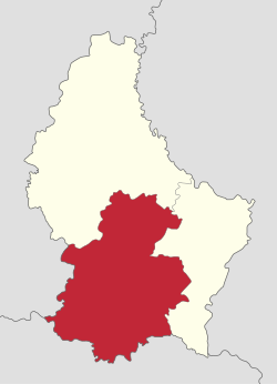 Mapa de localización del distrito de Luxemburgo en el Gran Ducado