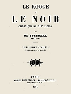 Edición histórica de 1854 de la novela Rojo y negro