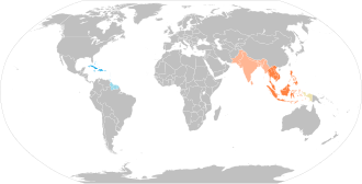Diagrama comparativo de la división histórica entre las Indias Orientales y las Indias Occidentales