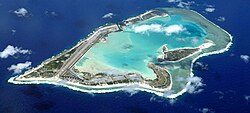 Vista aérea del atolón Isla Wake, perteneciente a las islas remotas del Pacífico.