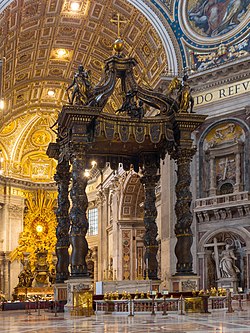 Baldaquino de la Basílica de San Pedro, realizado en bronce por Bernini.