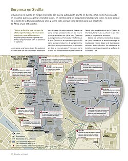 Mapa táctico de los enfrentamientos en el centro de Sevilla el 18 de julio de 1936.