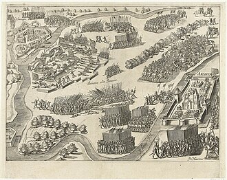 Mapa histórico con el relieve de Knodsenburg fechado en 1591 por Bartholomeus Dolendo