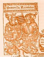 Representación histórica de Ramón Berenguer IV de Barcelona y su esposa Petronila de Aragón.
