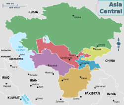 Mapa de Asia Central con la inclusión de Afganistán