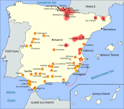 Mapa de la situación española en 1873-1874