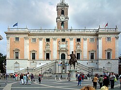 Piazza del Campidoglio en Roma con la estatua ecuestre de Marco Aurelio