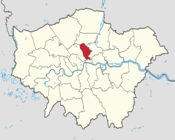 Ubicación del Municipio de Islington dentro de las subdivisiones administrativas del Gran Londres