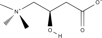 Fórmula estructural de la (S)-carnitina.