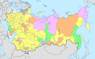 Mapa de los distritos autónomos soviéticos