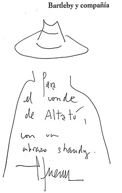 Dedicatoria del escritor para el libro Bartleby y compañía