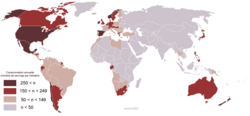 Mapa mundial del consumo anual de Coca-Cola