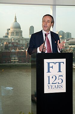 El editor Lionel Barber durante el aniversario del periódico en Londres