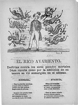 Pliego de cordel titulado El rico ávaro de 1900