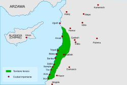 Mapa de la ubicación geográfica de Fenicia