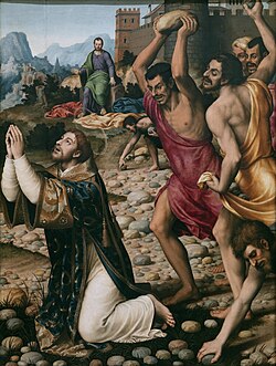 Martirio de San Esteban pintado por Juan de Juanes en el Museo del Prado