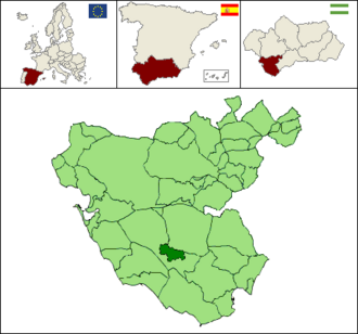 Esquema de localización de Casas Viejas en la provincia de Cádiz