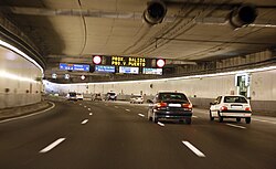 Un túnel de la autopista M-30, circunvalación de Madrid.