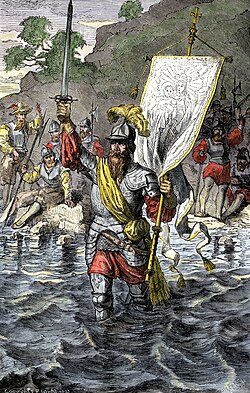 Vasco Núñez de Balboa reclamando el océano Pacífico